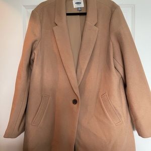 Old navy Khaki color, one button closure wool coat.